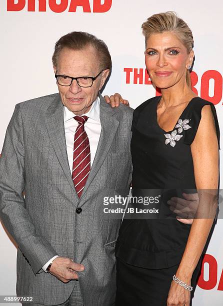 Larry King and Shawn King attend The Broad Museum inaugural celebration at The Broad on September 18, 2015 in Los Angeles, California.