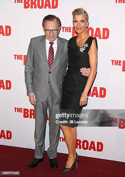 Larry King and Shawn King attend The Broad Museum inaugural celebration at The Broad on September 18, 2015 in Los Angeles, California.