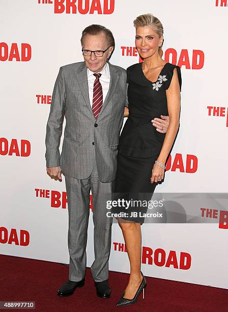 Larry King and Shawn King attend The Broad Museum inaugural celebration at The Broad on September 18, 2015 in Los Angeles, California.