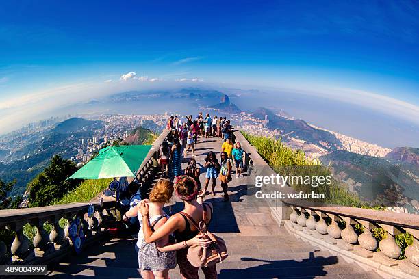 scenic view of christ the redeemer - corcovado stockfoto's en -beelden