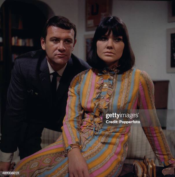 British actress Caroline Mortimer appears with British actor Edward Judd in a scene from the television series 'Intrigue' in 1967.