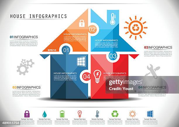 stockillustraties, clipart, cartoons en iconen met smart house infographics - villa