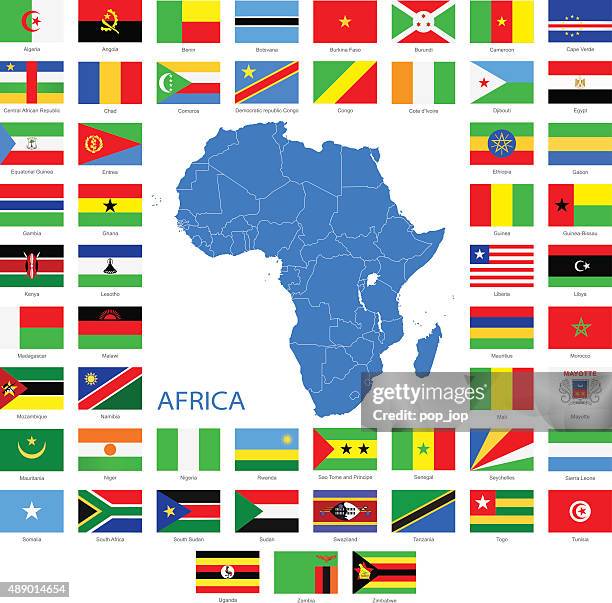 africa - flags and map - illustration - flag of botswana stock illustrations
