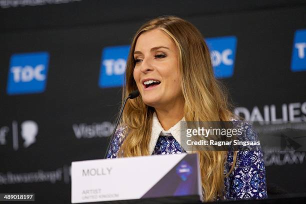 Molly Smitten-Downes of the United Kingdom attends a press conference ahead of the Grand Final of the Eurovision Song Contest 2014 on May 9, 2014 in...