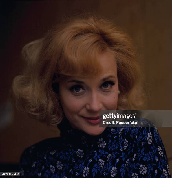 English actress Sylvia Syms posed on the set of the television play 'Depart In Terror' in 1967.