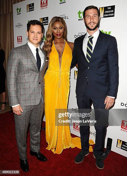 Matt McGorry, Laverne Cox and Pablo Schreiber attend the Television Industry Advocacy Awards at Sunset Tower on September 18, 2015 in West Hollywood,...