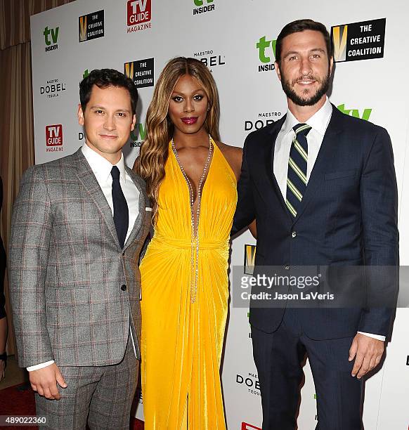Matt McGorry, Laverne Cox and Pablo Schreiber attend the Television Industry Advocacy Awards at Sunset Tower on September 18, 2015 in West Hollywood,...