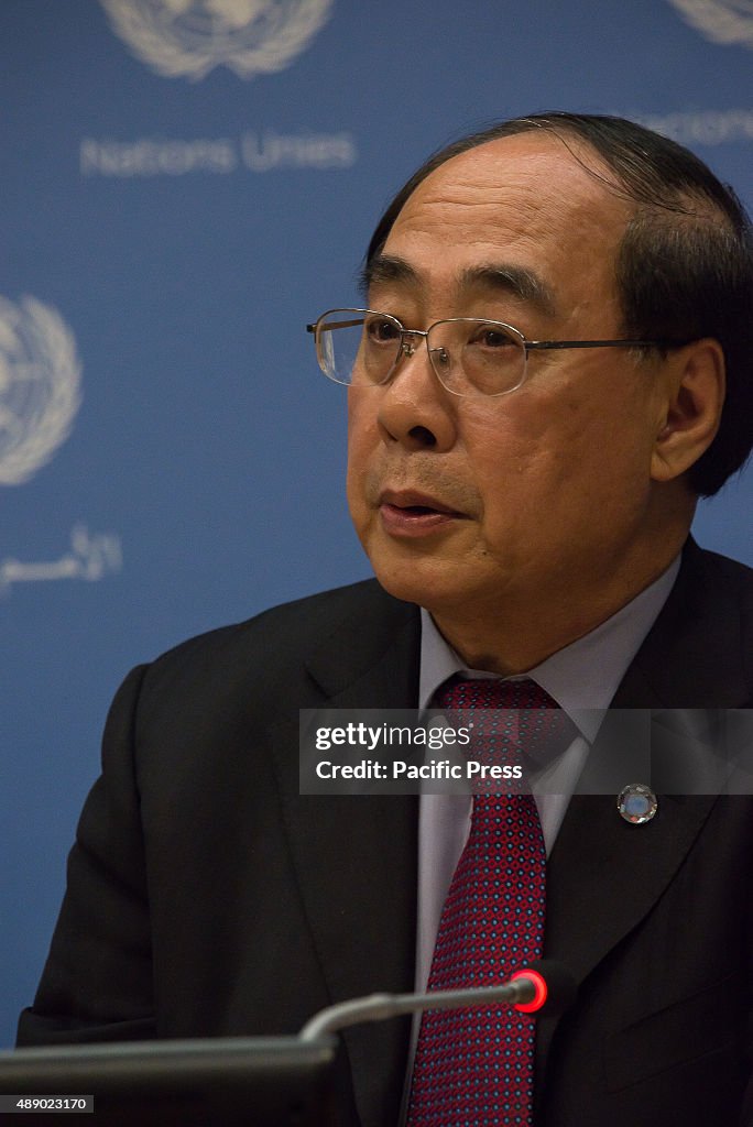 Wu Hongbo attends the press conference. UN Secretary-General...