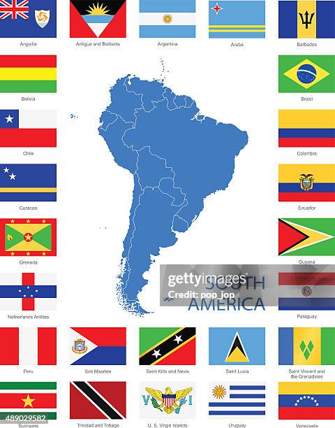 south america - flags and map - illustration - guyana flag stock illustrations