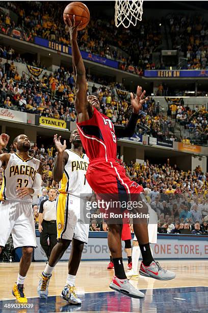 Shelvin Mack of the Atlanta Hawks shoots against the Atlanta Hawks in Game Five of the East Conference Quarter Finals of the 2014 NBA playoffs at...