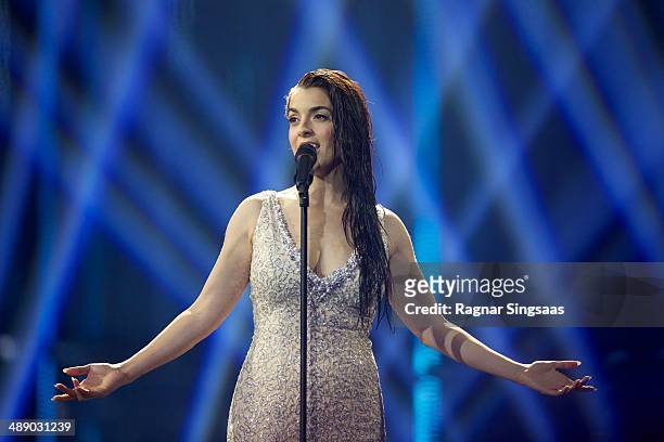 Ruth Lorenzo of Spain performs during a dress rehearsal ahead of the Grand Final of the Eurovision Song Contest 2014 on May 9, 2014 in Copenhagen,...