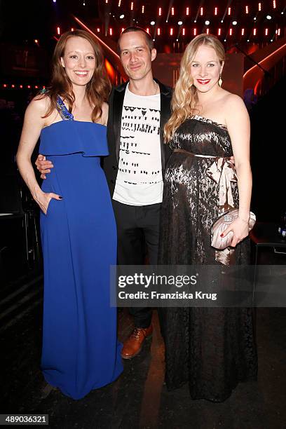 Lavinia Wilson, Barnaby Metschurat and Jasmin Schwiers attend the Lola - German Film Award 2014 at Tempodrom on May 09, 2014 in Berlin, Germany.