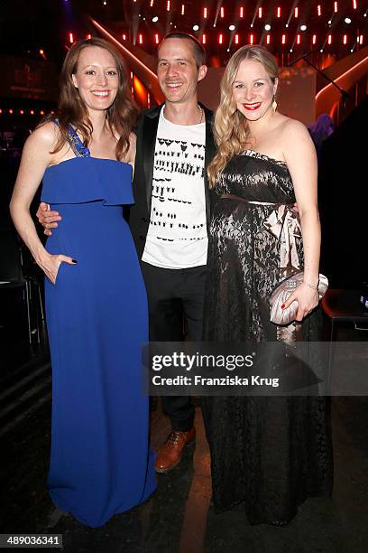 Lavinia Wilson, Barnaby Metschurat and Jasmin Schwiers attend the Lola - German Film Award 2014 at Tempodrom on May 09, 2014 in Berlin, Germany.