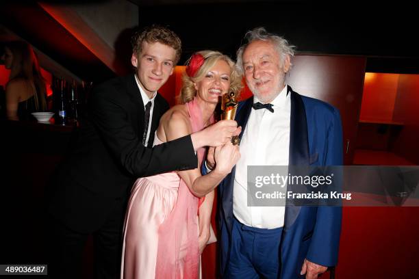 Johannes Hallervorden, Dieter Hallervorden and Claudia Neidig attend the Lola - German Film Award 2014 at Tempodrom on May 09, 2014 in Berlin,...