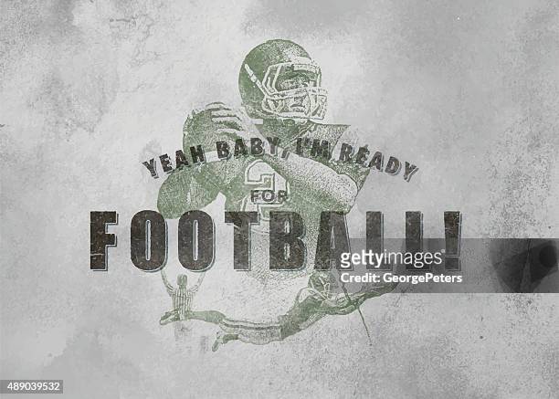 illustrazioni stock, clip art, cartoni animati e icone di tendenza di calcio emblema d'epoca con sfondo testurizzato - quarterback