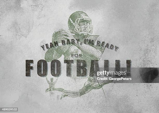 bildbanksillustrationer, clip art samt tecknat material och ikoner med vintage football emblem with textured background - serigrafi