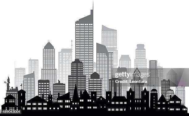 city (buildings are detailed, moveable and complete) - generic location stock illustrations