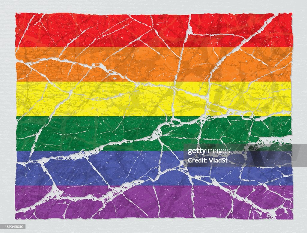 Cracked broken lgbt rainbow gay pride flag