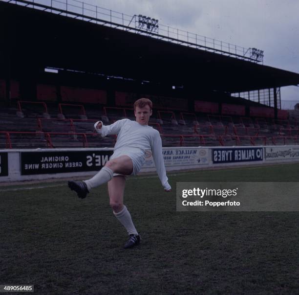 Scottish footballer Billy Bremner pictured during a training session for Leeds United in 1967.