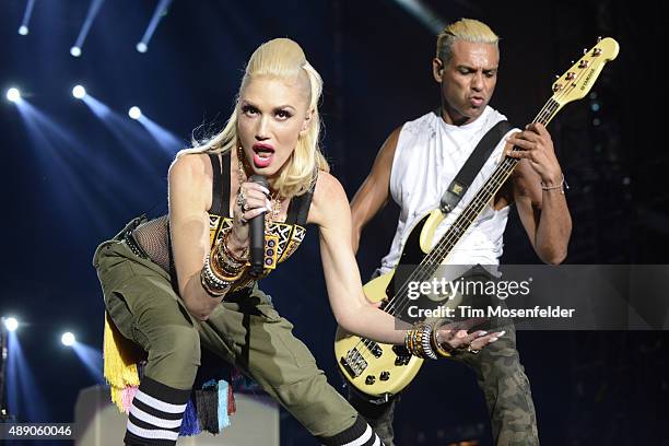 Gwen Stefani and Tony Kanal of No Doubt perform during KAABOO Festival 2015 at Del Mar Fairgrounds on September 18, 2015 in Del Mar, California.