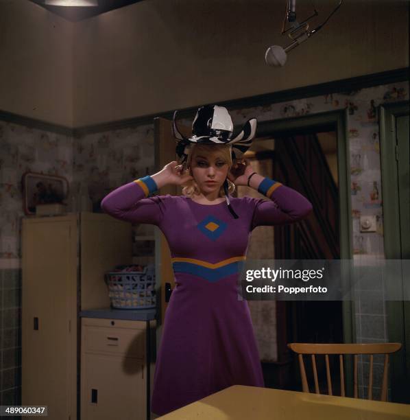 English actress Margaret Nolan pictured in a scene from the television drama 'Compensation Alice' in 1967.