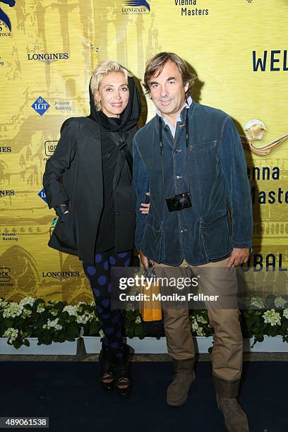 Hubertus Von Hohenlohe and Simona Gandolfi attend the Mercedes-Benz Championat Night during the Vienna Masters on September 18, 2015 in Vienna,...