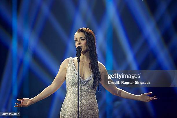 Ruth Lorenzo of Spain performs during a dress rehearsal ahead of the Grand Final of the Eurovision Song Contest 2014 on May 9, 2014 in Copenhagen,...