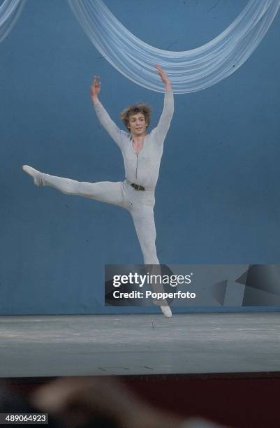 Russian born ballet dancer Rudolf Nureyev performs on stage at the Palladium Show in London in 1968.