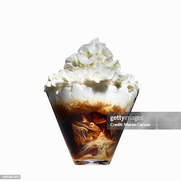 coffee drink with whipped cream - coffee drink on white stock pictures, royalty-free photos & images