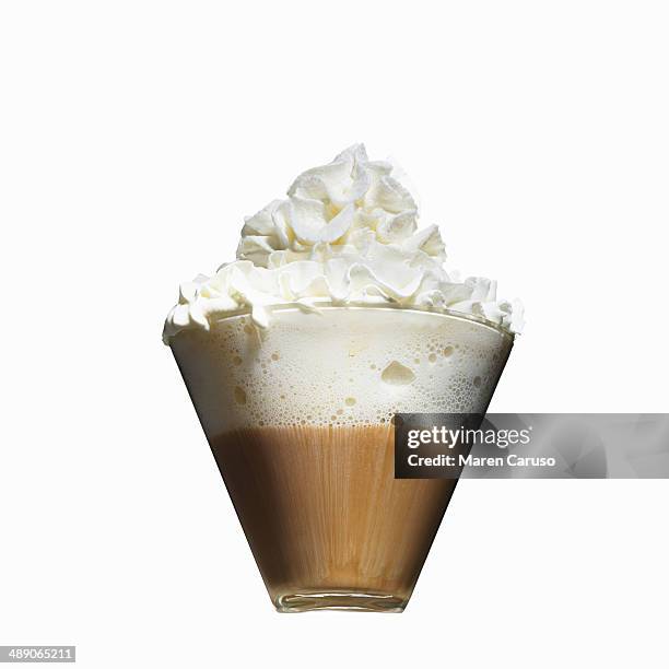 coffee drink with whipped cream - coffee drink on white stock pictures, royalty-free photos & images