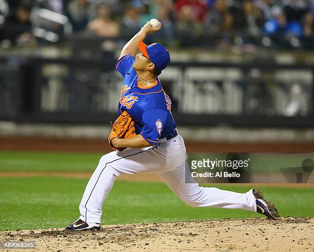 Daisuke Matsuzaka of the New York Mets pitches in the fifth inning against the Philadelphia Phillies during their game on May 9, 2014 at Citi Field...