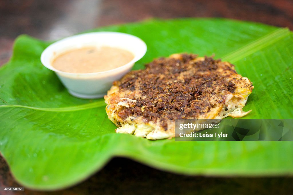 Formented Mutton Mutton kari dosa, or Madurai dosa, made of fermented rice and lentils ...