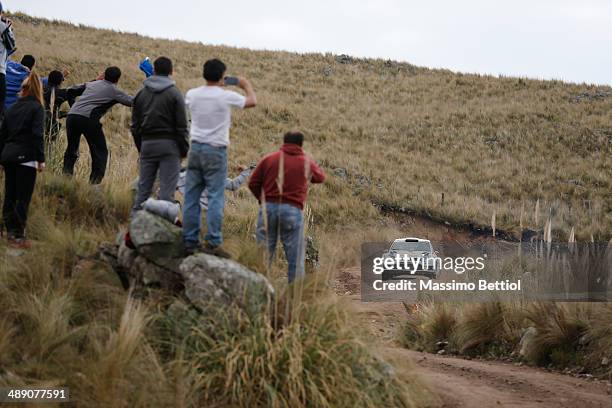 Jari Matti Latvala of Finland and Mikka Anttila of Finland compete in their Volkswagen Motorsport Polo R WRC during Day One of the WRC Argentina on...