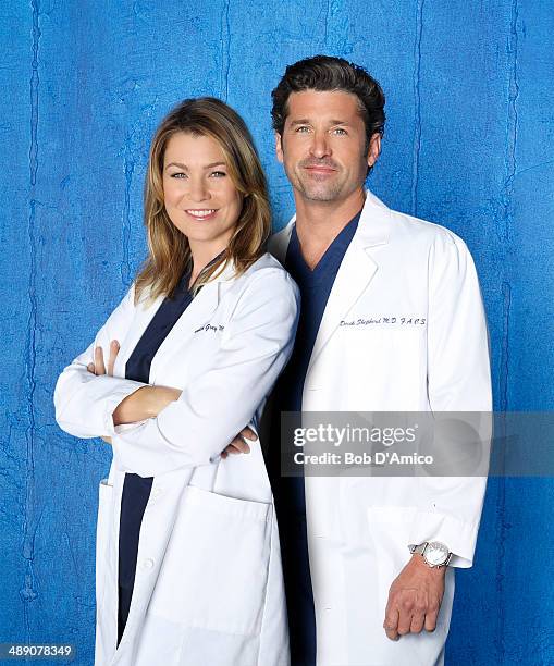 Walt Disney Television via Getty Images's "Grey's Anatomy" stars Ellen Pompeo as Dr. Meredith Grey and Patrick Dempsey as Dr. Derek Shepherd.