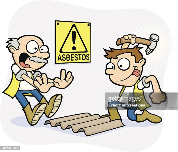 schlechter gesundheit und sicherheit arbeiter werden sichtbar sein – gefahr asbest - asbestos stock-grafiken, -clipart, -cartoons und -symbole