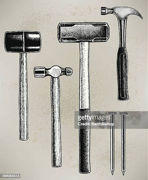 hammer-design-tools, schlitten, claw, ball peen - sledgehammer stock-grafiken, -clipart, -cartoons und -symbole