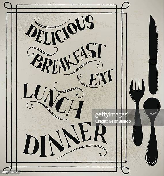 menu items - breakfast, lunch and dinner - breakfast lunch dinner stock illustrations
