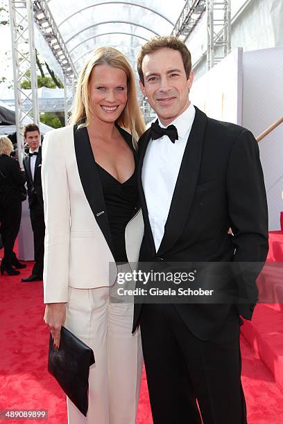 Gedeon Burkhard and his girlfriend Anika Bormann attend the Lola - German Film Award 2014 at Tempodrom on May 9, 2014 in Berlin, Germany