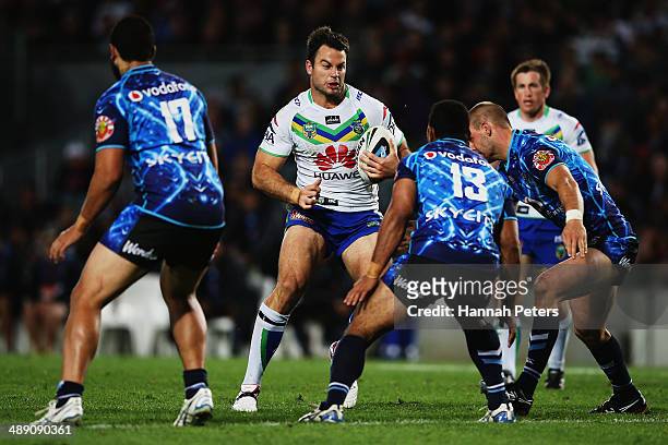 David Shillington of the Raiders charges forward during the round nine NRL match between the New Zealand Warriors and the Canberra Raiders at Eden...