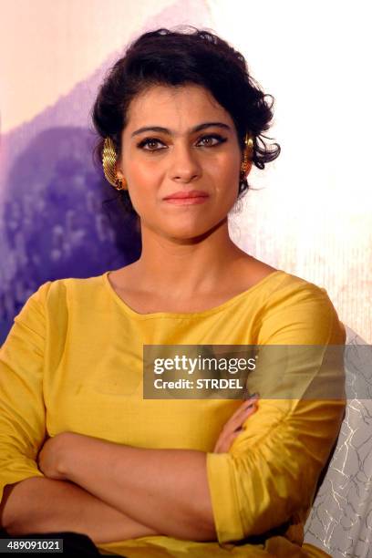 Indian Bollywood actress Kajol Devgan attends a promotional event for the forthcoming animation movie Mighty Raju Rio Calling in Mumbai on May 9,...