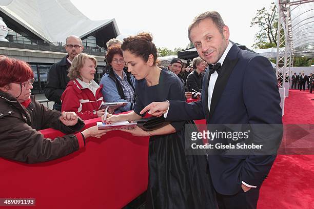 Marie Lou Sellem and Samuel Finzi attend the Lola - German Film Award 2014 at Tempodrom on May 9, 2014 in Berlin, Germany
