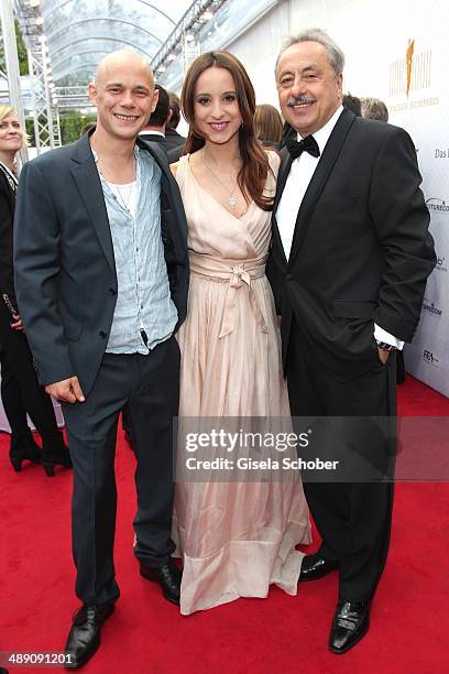 Antonio Wannek, Stephanie Stumph and Wolfgang Stumph attend the Lola - German Film Award 2014 at Tempodrom on May 9, 2014 in Berlin, Germany.