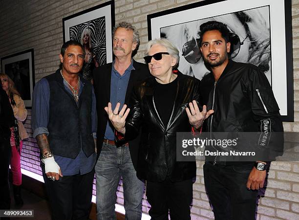 Photographer/co-founder and guitarist of the band 'Blondie' Chris Stein with Nur Khan and guests attend the "Blondie 4 Ever" Exhibition Opening at...