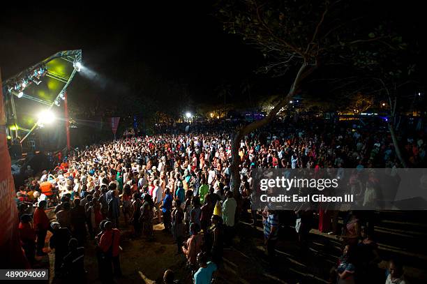 View of atmosphere from the main stage of Pigeon Island National Park of the 2014 St. Lucial Jazz & Arts Festival on May 9, 2014 in Castries, Saint...