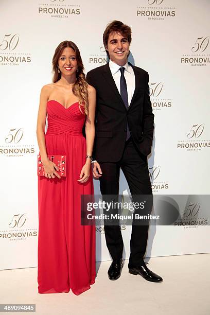 Marta Palatchi and Alberto Palatchi Jr posesduring a photocall for the Pronovia's 50th anniversary bridal fashion show during 'Barcelona Bridal Week...