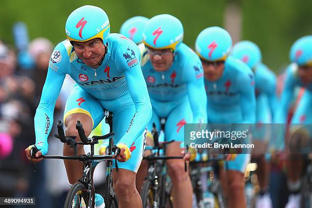 Janez Brajkovic of Slovenia and Astana in action during the first stage of the 2014 Giro d'Italia, a 21km Team Time Trial stage at the Stormont...