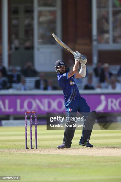 Jack Taylor or Gloucestershire hits out during the Royal London One Day Cup Final between Gloucestershire and Surrey at Lord's Cricket Ground on...