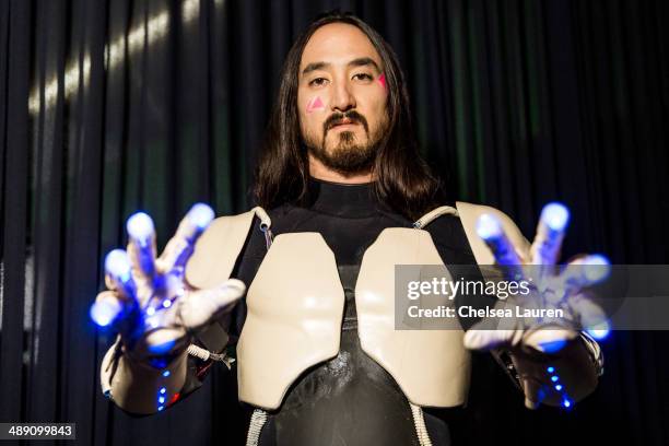 Producer Steve Aoki prepares to shoot the video for "Rage The Night Away" on March 18, 2014 in Los Angeles, California.