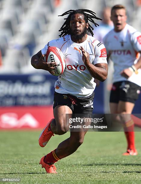 Sergeal Petersen of the Cheetahs during the Absa Currie Cup match between Toyota Free State and ORC Griquas at Free State Stadium on September 19,...