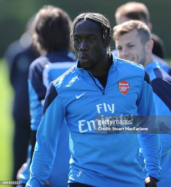 Bacary Sagna of Arsenal during a training session at London Colney on May 10, 2014 in St Albans, England.
